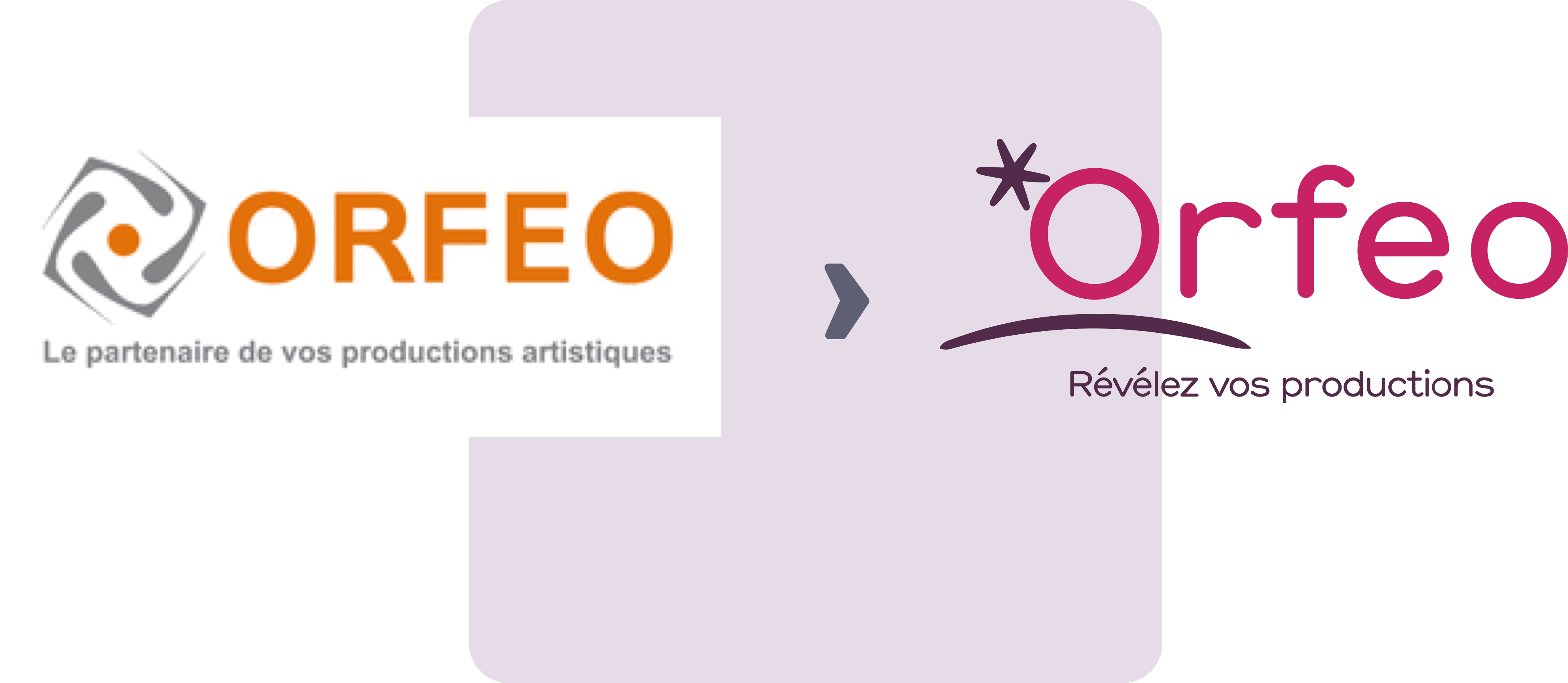 Ancien et nouveau logo d'Orfeo, après la refonte de l'identité visuelle